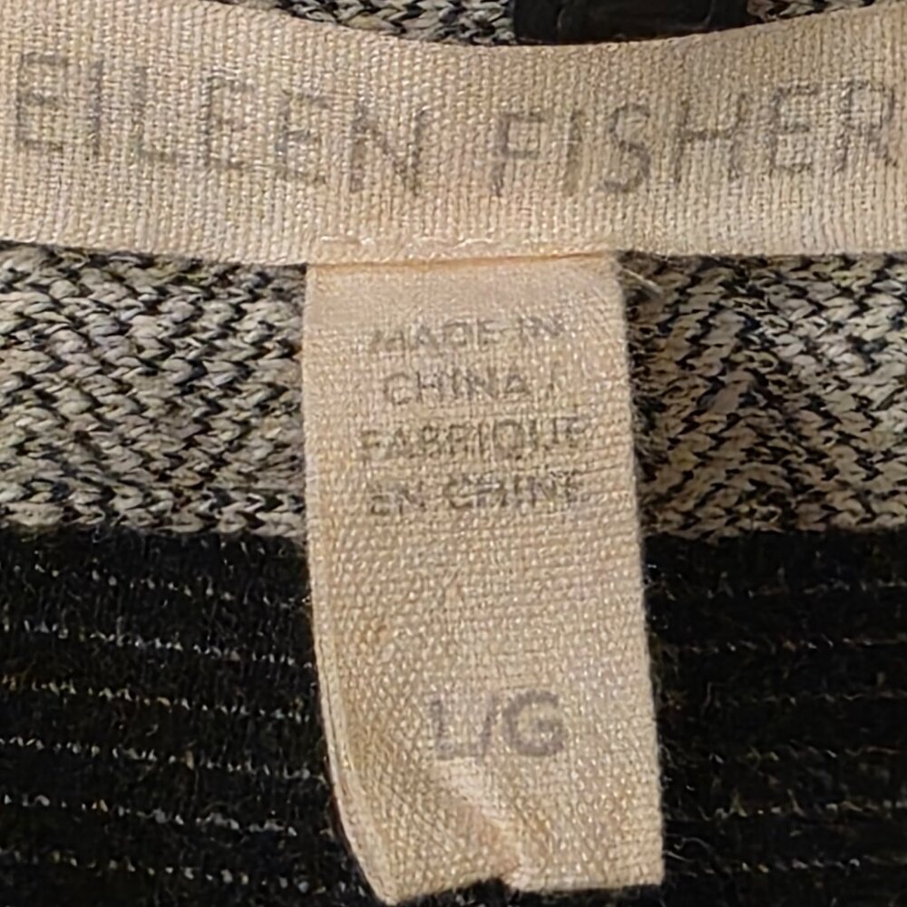Eileen Fisher Gray Long Chevron Knit Organic Cotton Jacket-sz Large - Picture 4 of 5